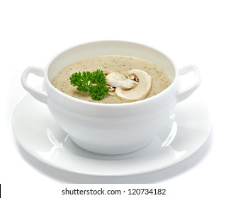 Mushroom Cream Soup Isolated On White