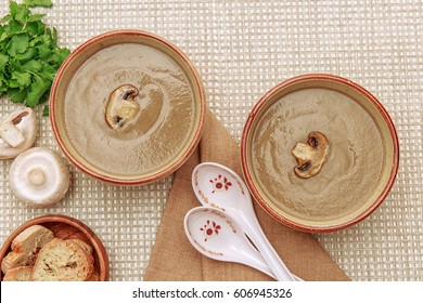 Mushroom Soup Puree. Top View.