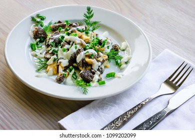 Mushrooms Morel With Sour Cream Sauce.