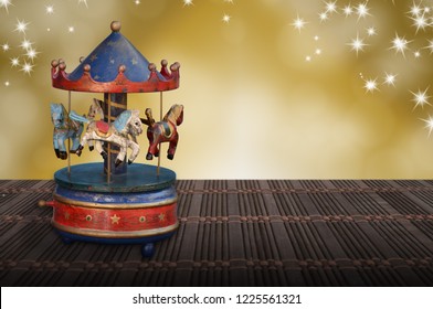 Music Box Christmas Carousel Horses Vintege Nostalgia