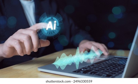 Music business using AI to compose music.Generating musical notes.Audio engineers at work. - Powered by Shutterstock