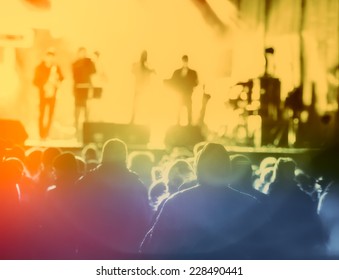 Music Concert In The Street At Night Blurred Background