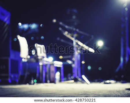 Music Festival Event Microphone on Concert Stage Live music Blurred Background