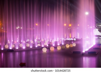 Music Fountain Water Curtain Closeup