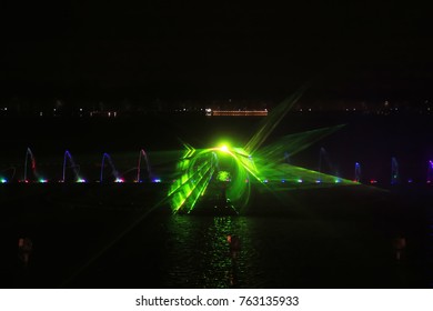 Music fountain water curtain laser
