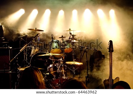 Music Instruments, Drums/Guitar on stage