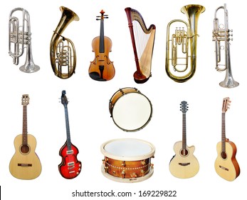 Music Instruments Isolated Under A White Background