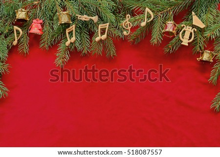 Music Instruments Notes Christmas Tree Brunch On Red Velvet Music Instruments Notes Christmas Tree Brunch On Red Velvet