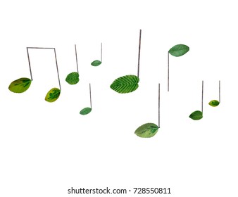 music notes made out of leaves and branches. collage of photos