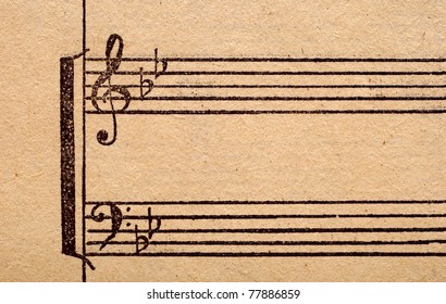 Music Notes On Old Paper Sheet, To Use For The Background