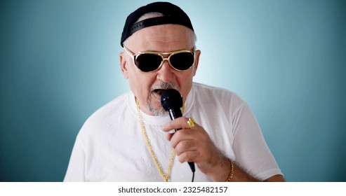 Music Party Star In Sunglasses With Microphone. Man On Stage - Powered by Shutterstock