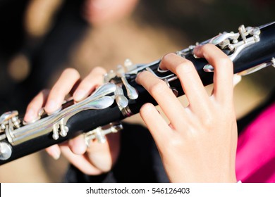 Music Playing Musical Instrument In A Marching Band Clarinet.