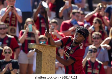 Music Producer Metro Boomin Attended The MLS Atlanta United Hosted Orlando City On Saturday 29th, 2017 At The Georgia Tech Campus Bobby Dodd Stadium In Atlanta, Georgia - USA