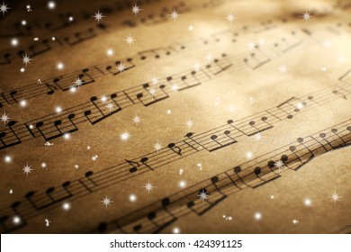 Music Sheet Background With Snow Effect