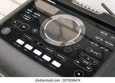 Music system control panel. Digital audio station console.