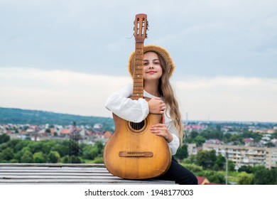 Music That Touches The Heart. Singer With Acoustic Guitar. Music And Art. Musical Shop. Happy Girl Enjoy The Moment. Have Fun On Celebration. Kid Singing With Guitar. Teen Hipster Playing On Guitar