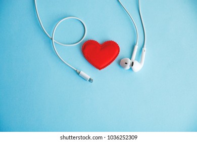 Music Is The Universal Language Of Mankind, Red Heart And Headphones.