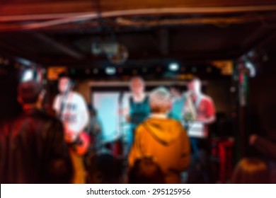 Musical Band Performing Live Blur Background With Abstract Bokeh