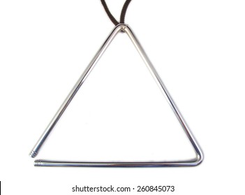 Musical Grey Triangle Instrument On White Background