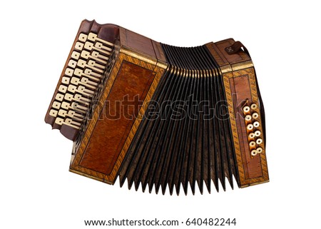 musical instrument accordion isolated on white background