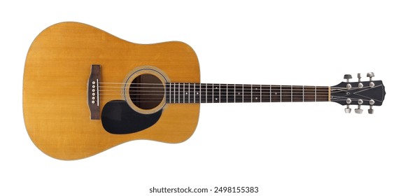 Musical instrument - Front view very rare vintage acoustic guitar isolated white background - Powered by Shutterstock