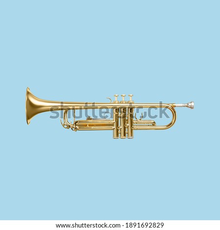 musical instrument trumpet on a blue background