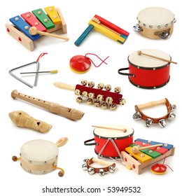 Musical Instruments Collection On White Background