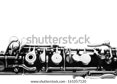 Musical instruments of orchestra oboe Close up isolated white