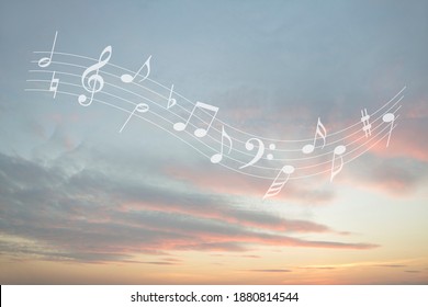 Musical note melody in the sky 