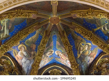 Musician Angels Renaissance Frescoes In The Vaulted Roof Of The Presbytery Of Valencia Cathedral, Spain