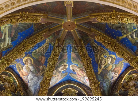 Musician Angels Renaissance Frescoes in the Vaulted Roof of the Presbytery of Valencia Cathedral, Spain