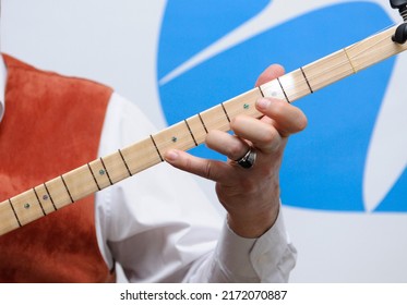 Musician Hand Playing Turkic Chordophone Musical Instrument Baglama - Saz.