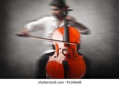 Musician Playing The Cello