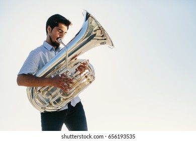 musician playing tuba 