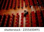 
A musician supports the sound control before the concert at the Ahmed Adnan Saygun Art Center in Izmir...