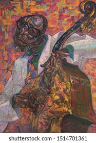  musicians, jazzmen RON KARTER, oil painting, artist Roman Nogin, series 