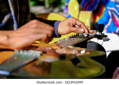 Musicians are preparing to perform.