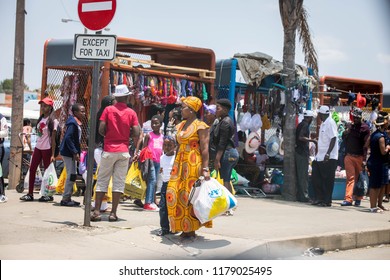 Musina, Limpopo Province / South Africa - 12.24.2017: People On City Streets Mussina.  African Fashion On City Streets Mussina