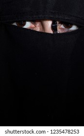 Muslim Arab Woman Black Niqab Portrait Stock Photo 1235478268 ...