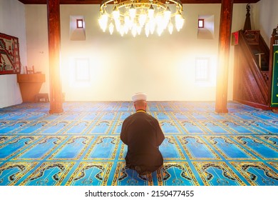 Muslim Cleric Imam Reading Quran In Village Mosque