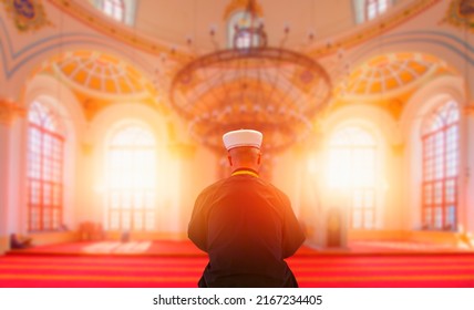 Muslim Cleric Imam Reading Quran In Village Mosque