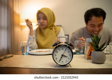 Muslim Couple Having Breakfast Or Sahur