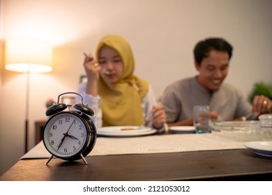 Muslim Couple Having Breakfast Or Sahur