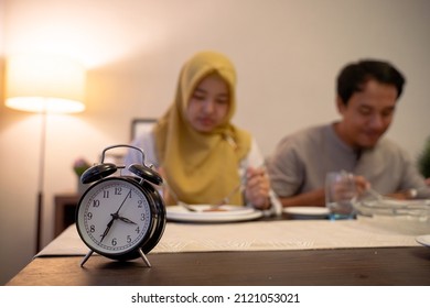 Muslim Couple Having Breakfast Or Sahur