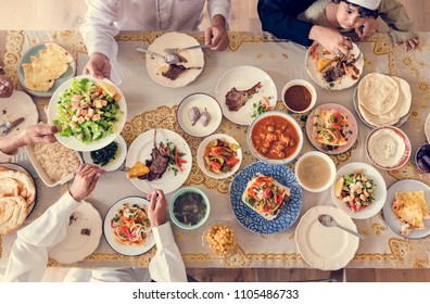 Muslim Family Having A Ramadan Feast