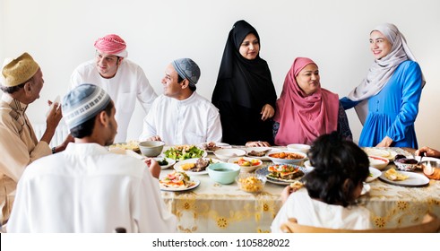 Muslim Family Having A Ramadan Feast