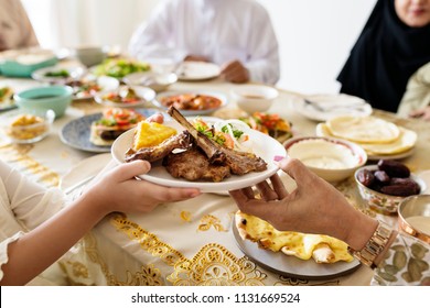 Muslim Family Having A Ramadan Feast