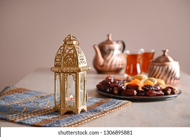 Muslim Lamp As Ramadan Symbol On Table