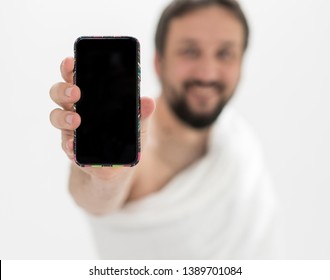 Muslim Male Pilgrim With Mobile Phone