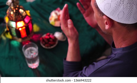 Muslim Man In The Holy Month Of Ramadan. Dua (prayer) For Breaking Fast And Beginning Fast. Food And Water. Praying, Islam, Religion